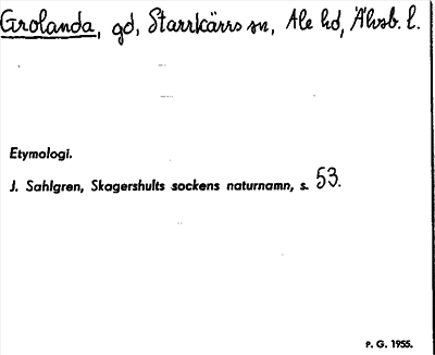 Bild på arkivkortet för arkivposten Grolanda
