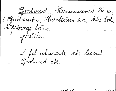 Bild på arkivkortet för arkivposten Grolund