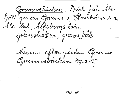 Bild på arkivkortet för arkivposten Grunnebäcken