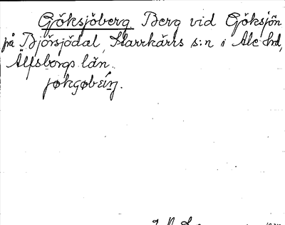 Bild på arkivkortet för arkivposten Göksjöberg