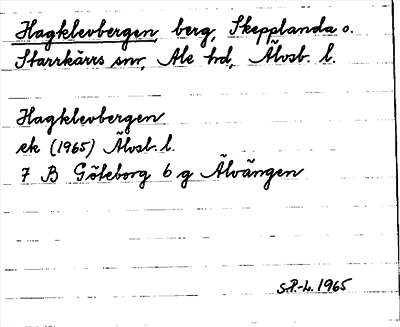 Bild på arkivkortet för arkivposten Hagklevbergen