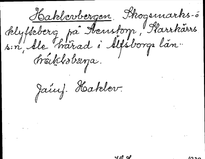 Bild på arkivkortet för arkivposten Haklevbergen