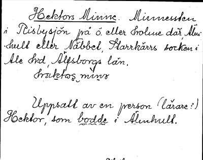 Bild på arkivkortet för arkivposten Hektors Minne