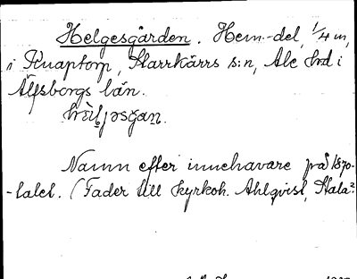 Bild på arkivkortet för arkivposten Helgesgården
