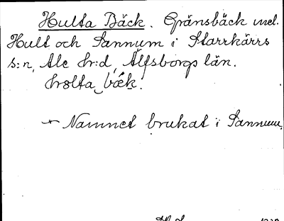 Bild på arkivkortet för arkivposten Hulta Bäck
