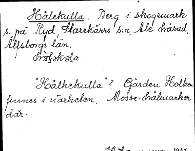 Bild på arkivkortet för arkivposten Hålekulla