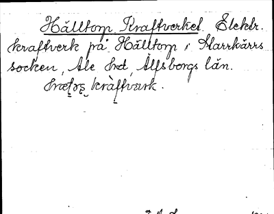 Bild på arkivkortet för arkivposten Hälltorp Kraftverket