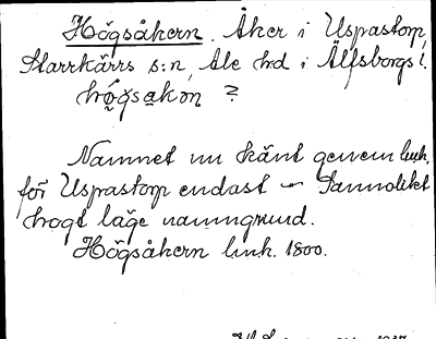 Bild på arkivkortet för arkivposten Högsåkern