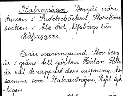 Bild på arkivkortet för arkivposten Kalvarsåsen