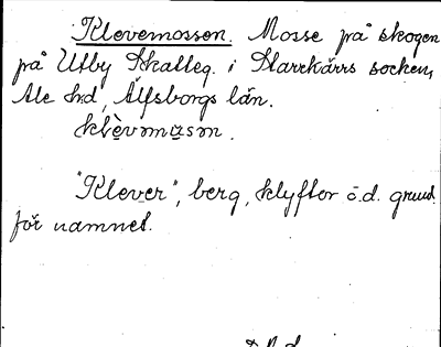 Bild på arkivkortet för arkivposten Klevemossen