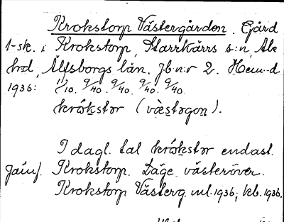 Bild på arkivkortet för arkivposten Krokstorp Västergården