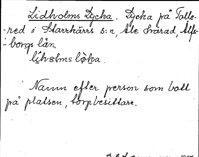 Bild på arkivkortet för arkivposten Lidholms Lycka