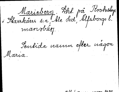 Bild på arkivkortet för arkivposten Marieberg