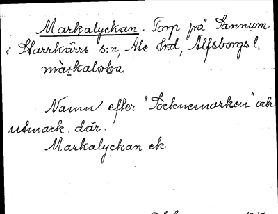 Bild på arkivkortet för arkivposten Markalyckan