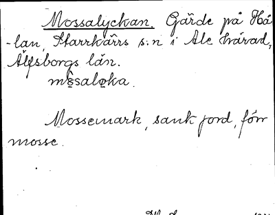Bild på arkivkortet för arkivposten Mossalyckan