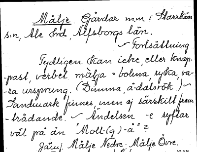 Bild på arkivkortet för arkivposten Målje