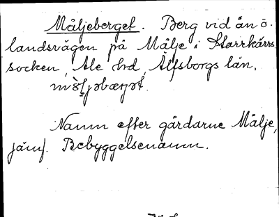 Bild på arkivkortet för arkivposten Måljeberget