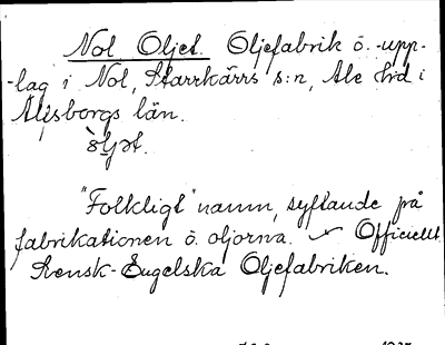 Bild på arkivkortet för arkivposten Nol, Oljet