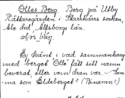 Bild på arkivkortet för arkivposten Olles Berg