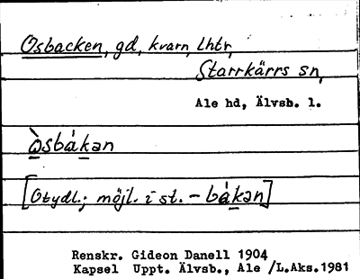Bild på arkivkortet för arkivposten Osbacken
