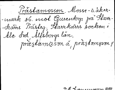 Bild på arkivkortet för arkivposten Prästamossen