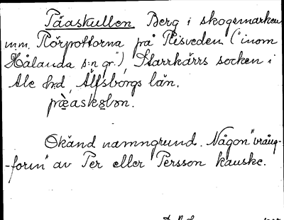Bild på arkivkortet för arkivposten Päaskullen