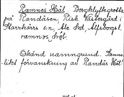 Bild på arkivkortet för arkivposten Ramnes Hål