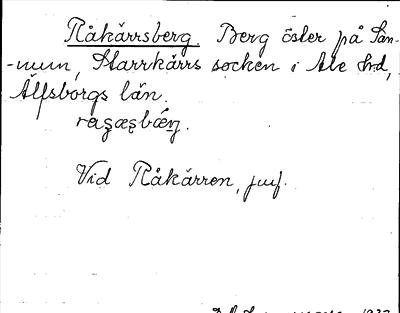 Bild på arkivkortet för arkivposten Råkärrsberg