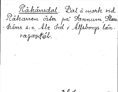 Bild på arkivkortet för arkivposten Råkärrsdal