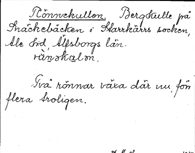 Bild på arkivkortet för arkivposten Rönnekullen