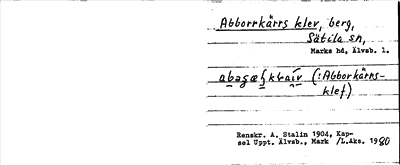 Bild på arkivkortet för arkivposten Abborrkärrs klev