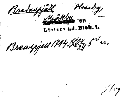 Bild på arkivkortet för arkivposten Bredaspjäll