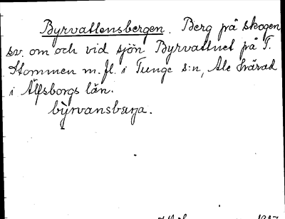 Bild på arkivkortet för arkivposten Byrvattensbergen