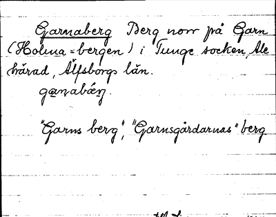 Bild på arkivkortet för arkivposten Garnaberg