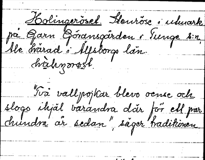 Bild på arkivkortet för arkivposten Holingeröset