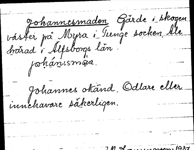 Bild på arkivkortet för arkivposten Johannesmaden