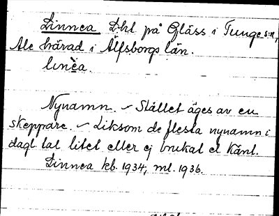 Bild på arkivkortet för arkivposten Linnea