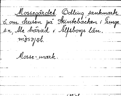 Bild på arkivkortet för arkivposten Mossegärdet