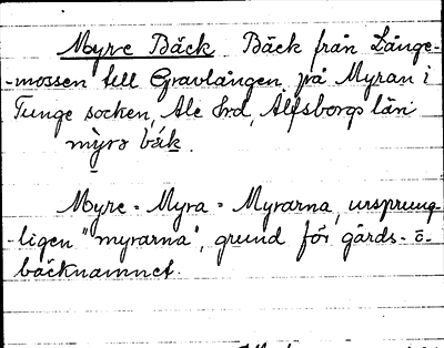 Bild på arkivkortet för arkivposten Myre Bäck
