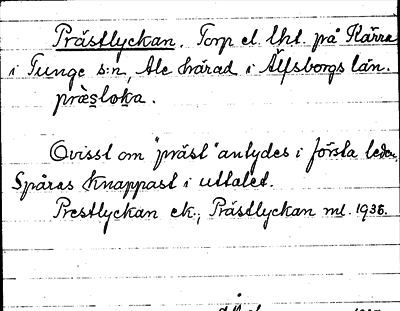 Bild på arkivkortet för arkivposten Prästlyckan