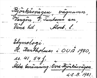 Bild på arkivkortet för arkivposten Björkåsvägen