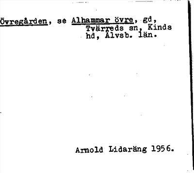 Bild på arkivkortet för arkivposten Övregården, se Alhammar övre