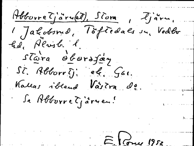 Bild på arkivkortet för arkivposten Abborretjärn(et), Stora