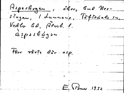 Bild på arkivkortet för arkivposten Aspeskogen