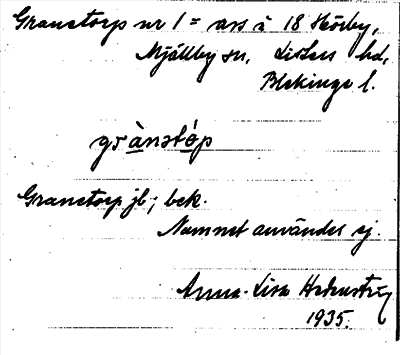 Bild på arkivkortet för arkivposten Granetorp