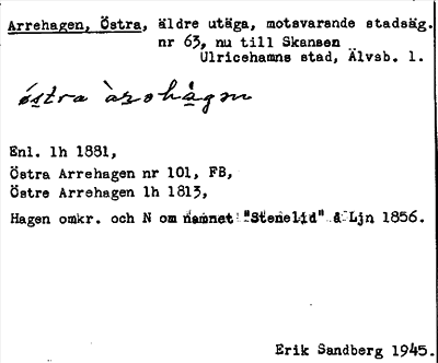 Bild på arkivkortet för arkivposten Arrehagen, Östra