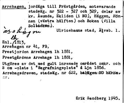 Bild på arkivkortet för arkivposten Arrehagen