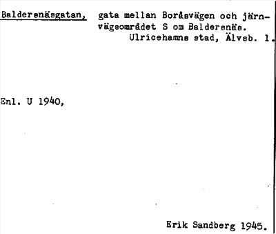Bild på arkivkortet för arkivposten Baldersnäsgatan