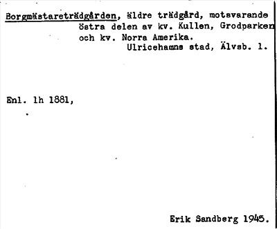 Bild på arkivkortet för arkivposten Borgmästareträdgården