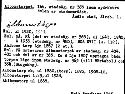 Bild på arkivkortet för arkivposten Albomstorpet